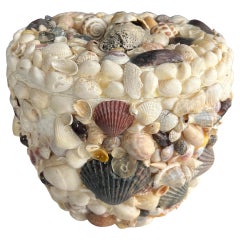 Coastal Sea Shell Encrusted Ice Bucket with Lid - 1970s