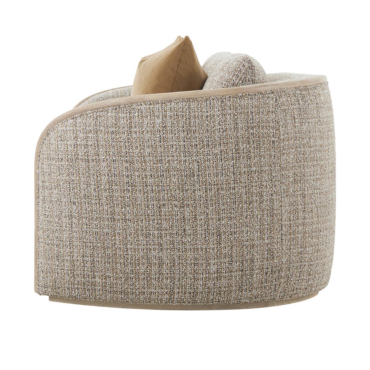 Vietnamese Coastal Sofa in Textured Chenille For Sale