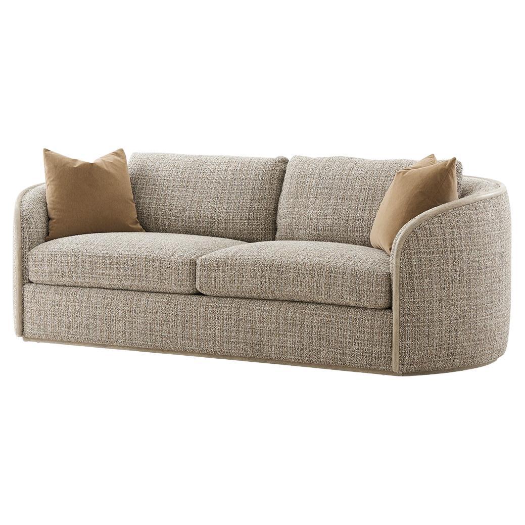 Coastal Sofa in Textured Chenille For Sale