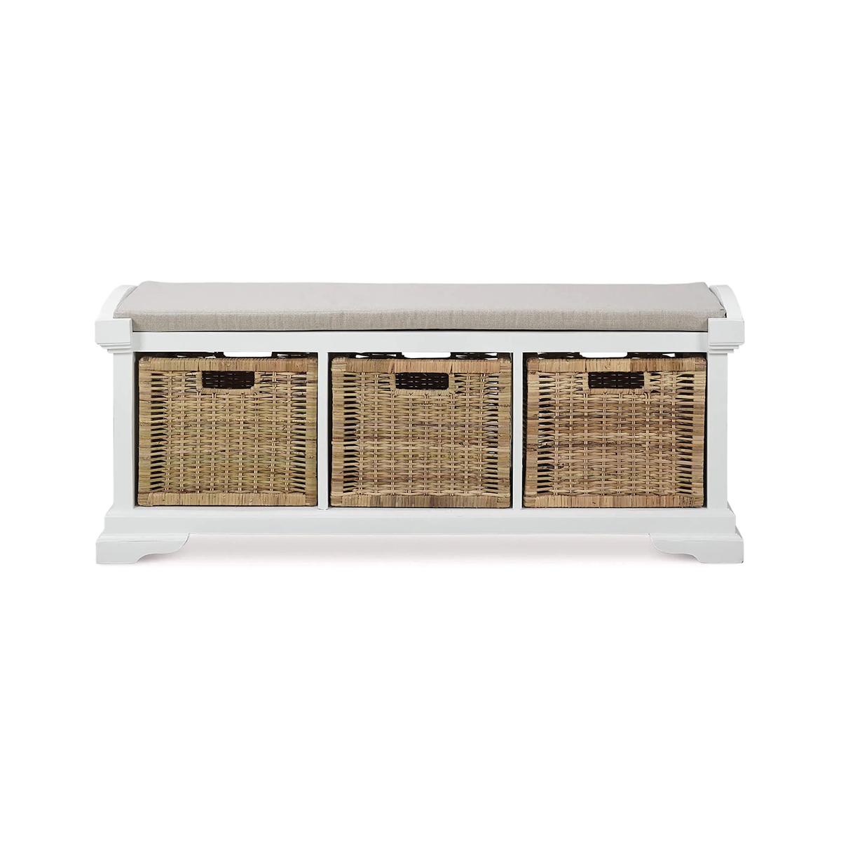 Country Coastal Storage Bench with Cushion For Sale