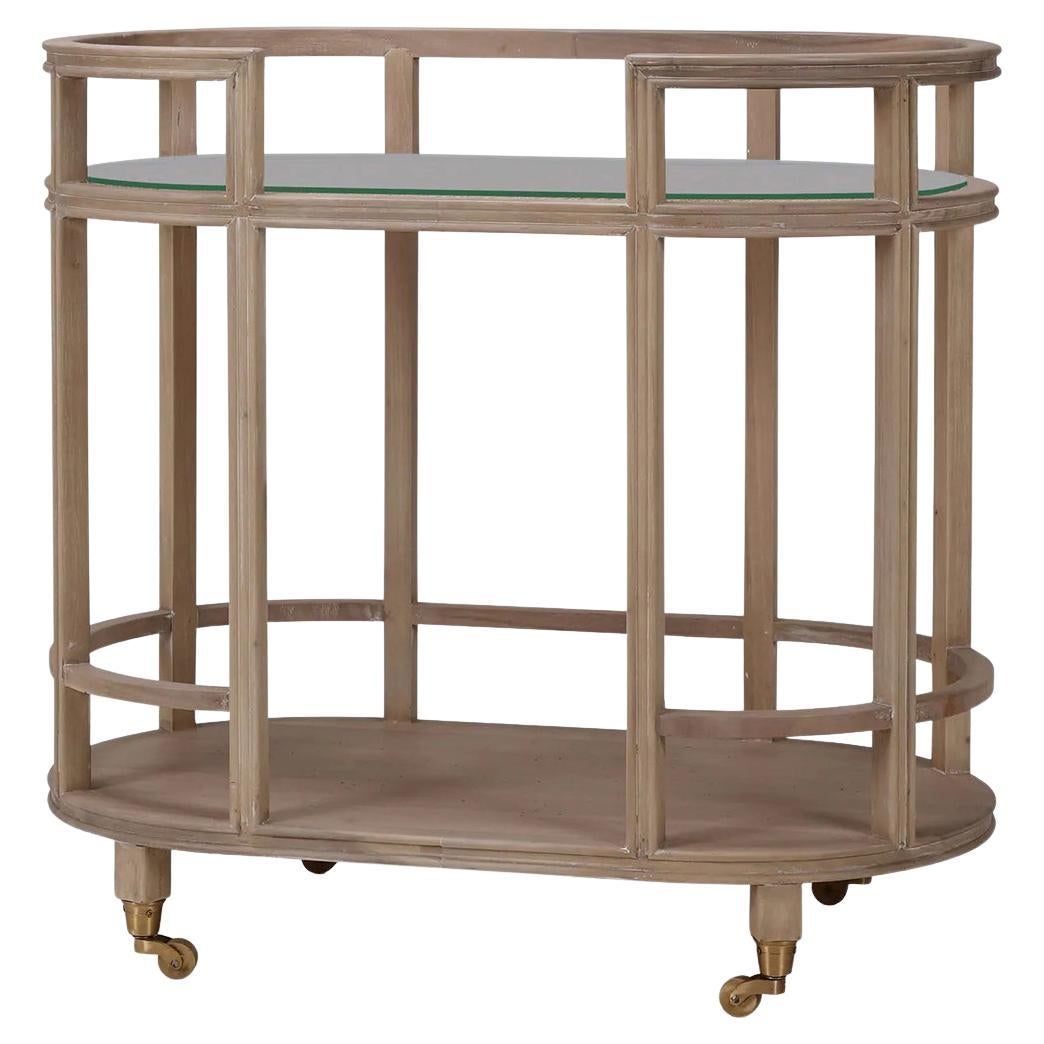 Coastal Style Bar Cart in Light Wood