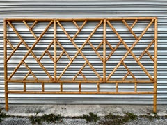 Coastal Style Boho Chic Bamboo and Rattan Queen Size Bed Headboard. Circa 1980s