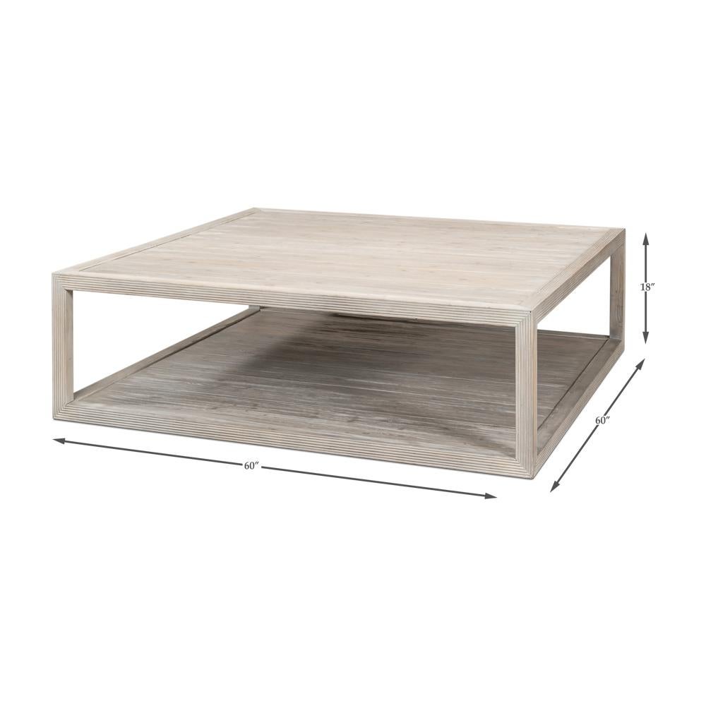 Coastal Style Large Square Coffee Table For Sale 4