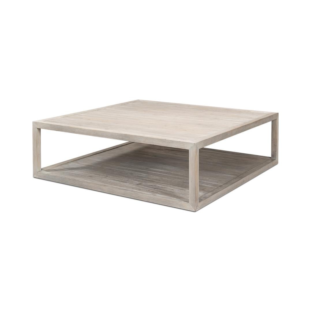 Modern Coastal Style Large Square Coffee Table For Sale