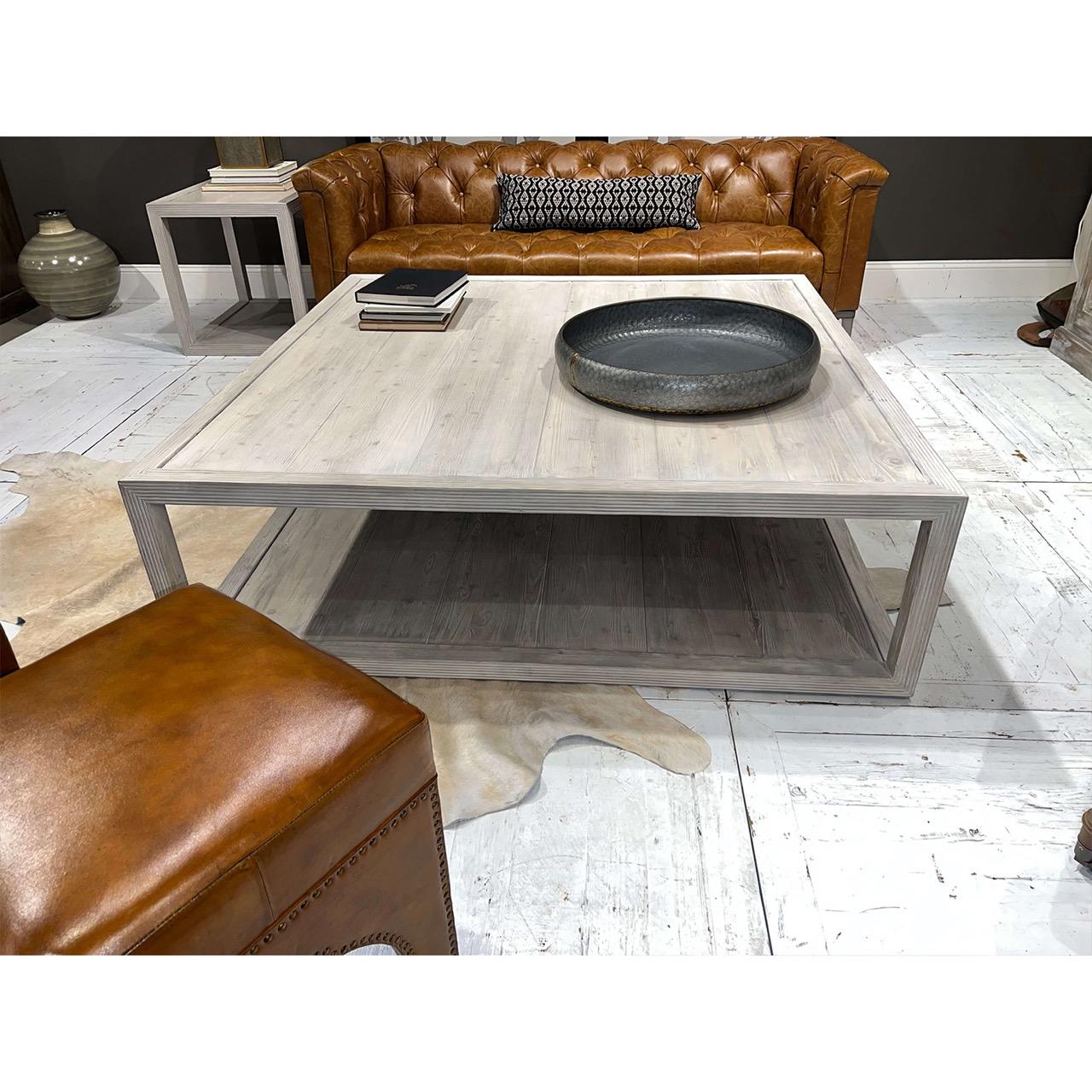 Modern Coastal Style Large Square Coffee Table For Sale