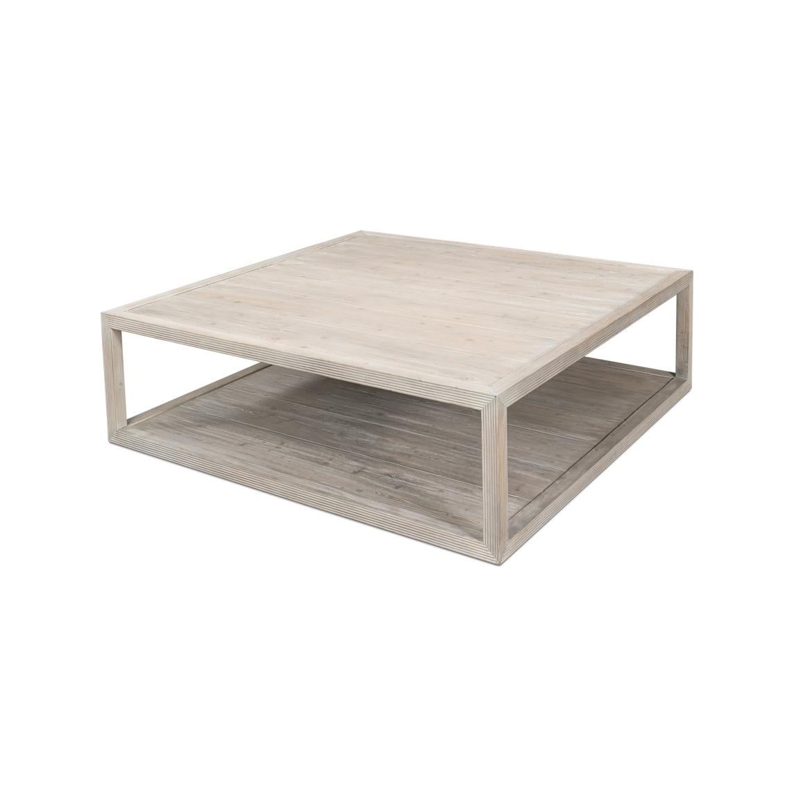 Coastal Style Large Square Coffee Table In New Condition For Sale In Westwood, NJ