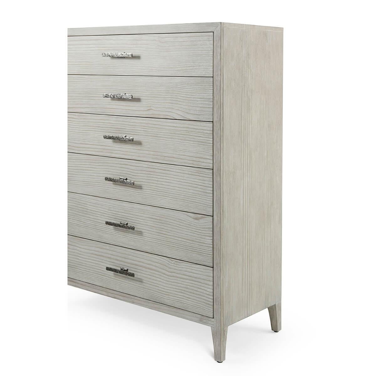 Modern Coastal Style Painted Tall Chest For Sale