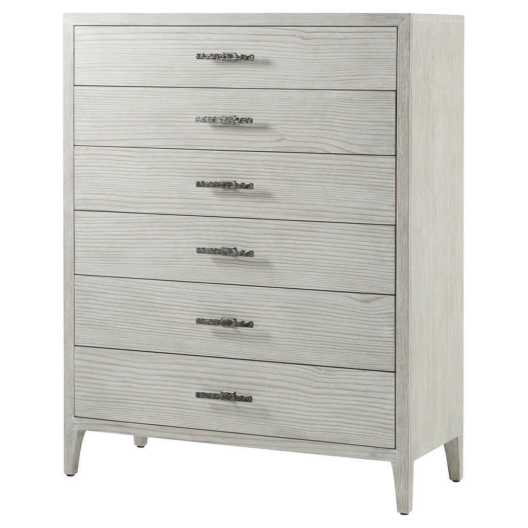 Coastal Style Painted Tall Chest For Sale
