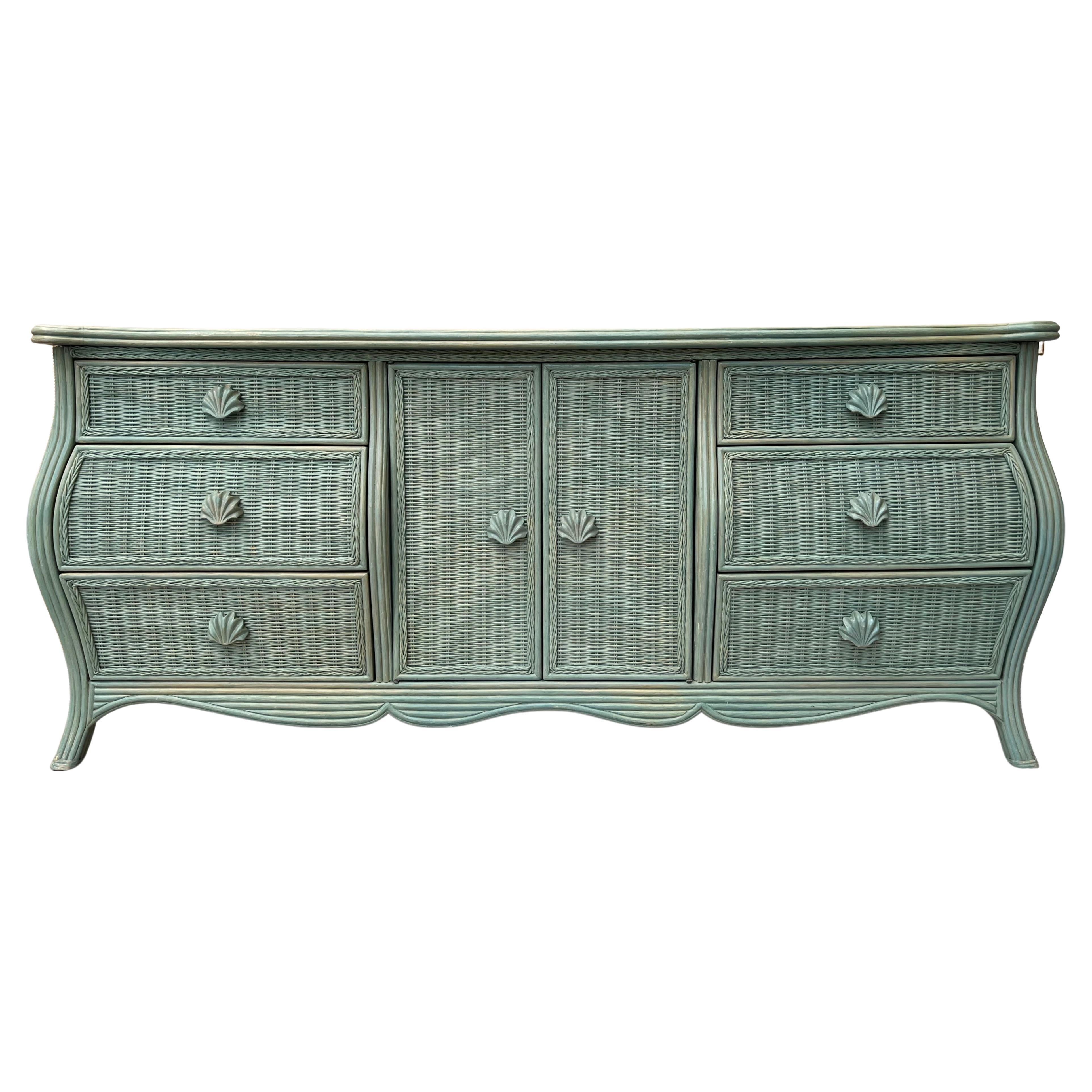 Coastal Style Pencil Reed and Wicker Dresser by Whitecraft Furniture