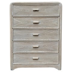 Coastal Style Pencil Reed Highboy Dresser