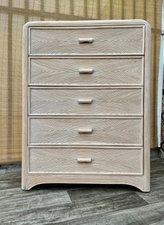Coastal Style Pencil Reed Highboy Dresser