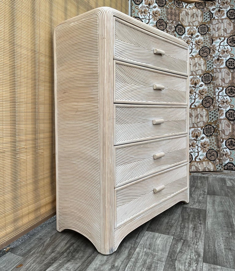 Coastal Style Pencil Reed Highboy Dresser For Sale at 1stDibs | coastal  dressers for sale, beach style dressers, beachy dressers