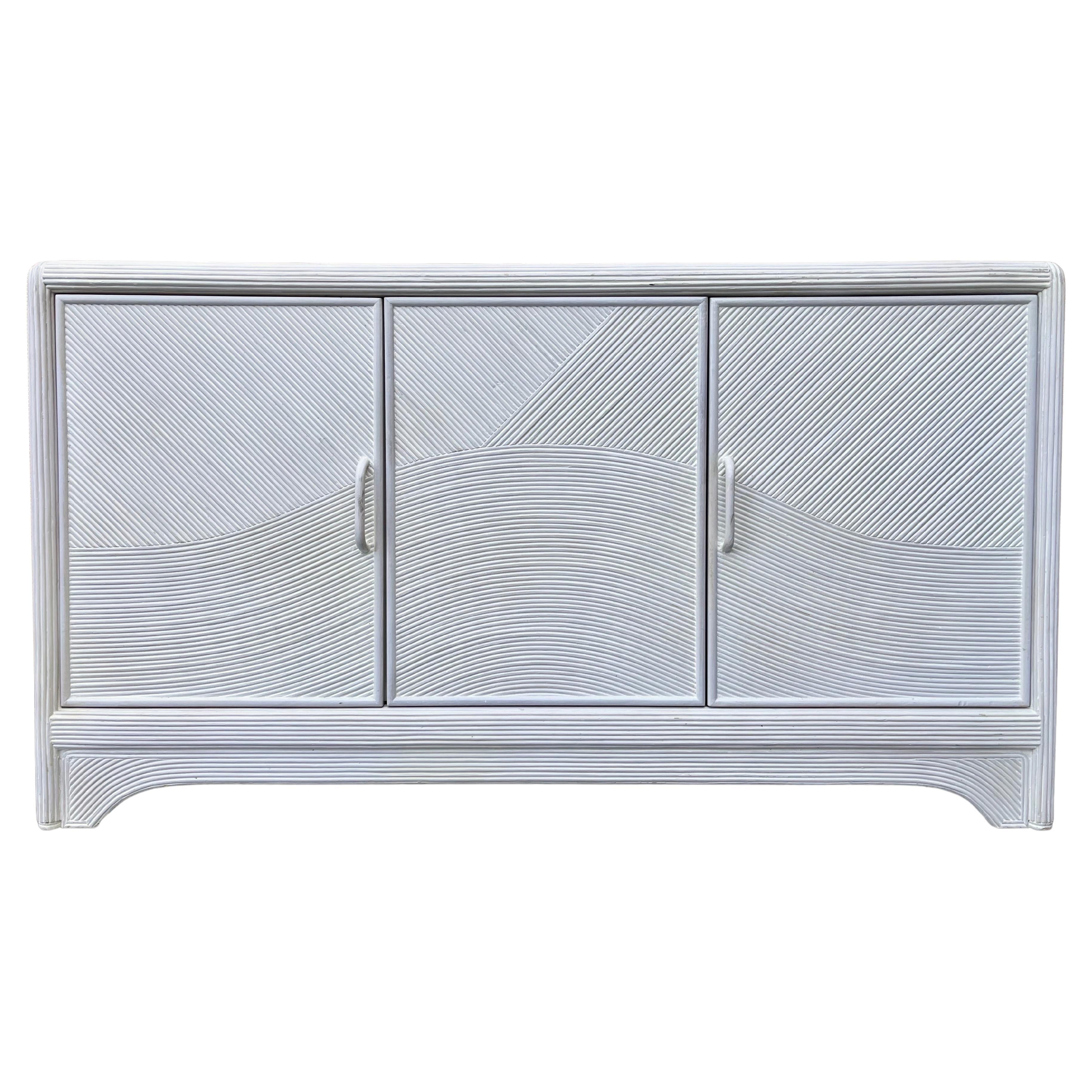 Coastal Style Pencil Reed Sideboard/ Credenza in the Gabriella Crespi Manner