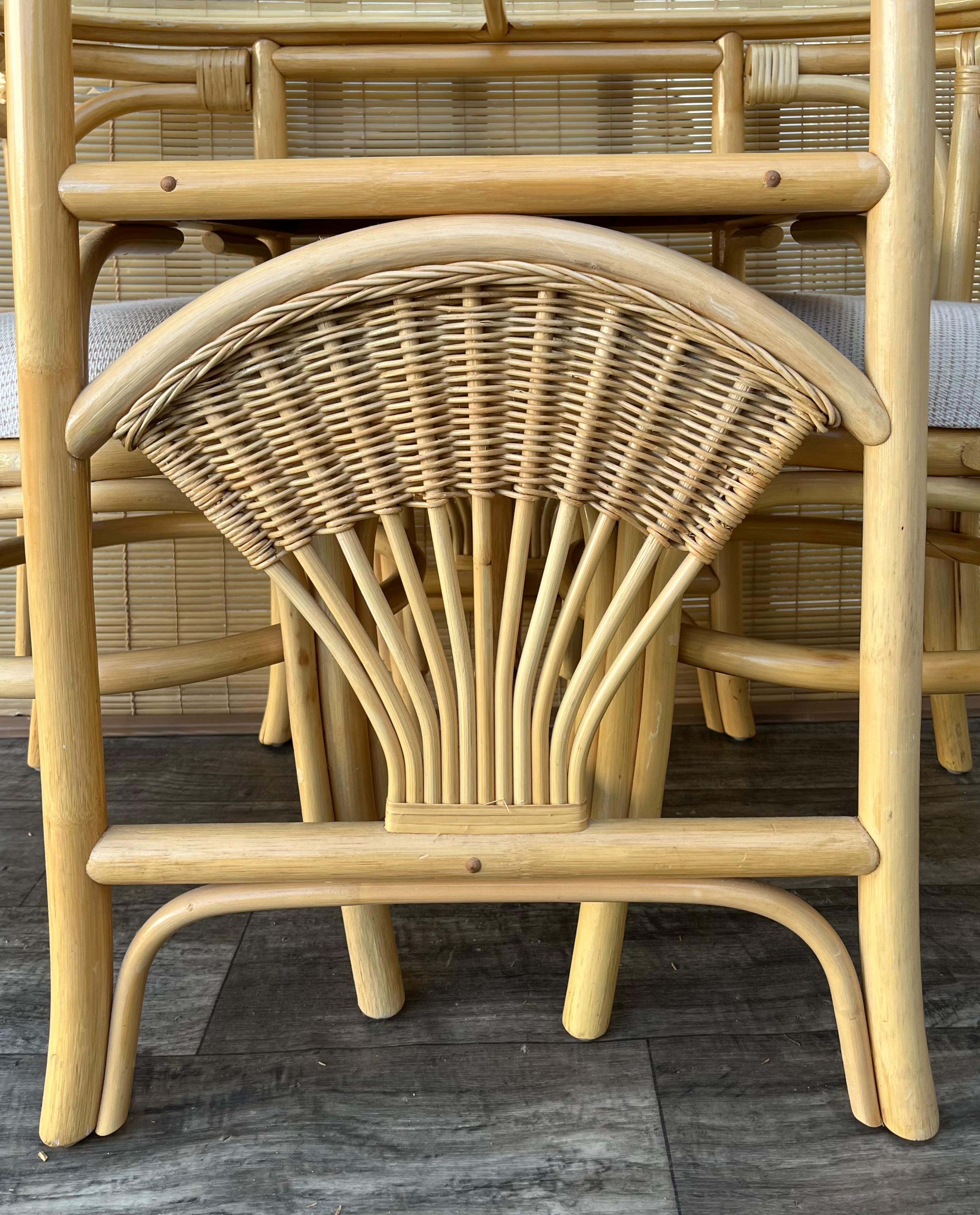 Coastal Style Rattan and Wicker Two Seat Breakfast /Dinette Set. Circa 1980s 6