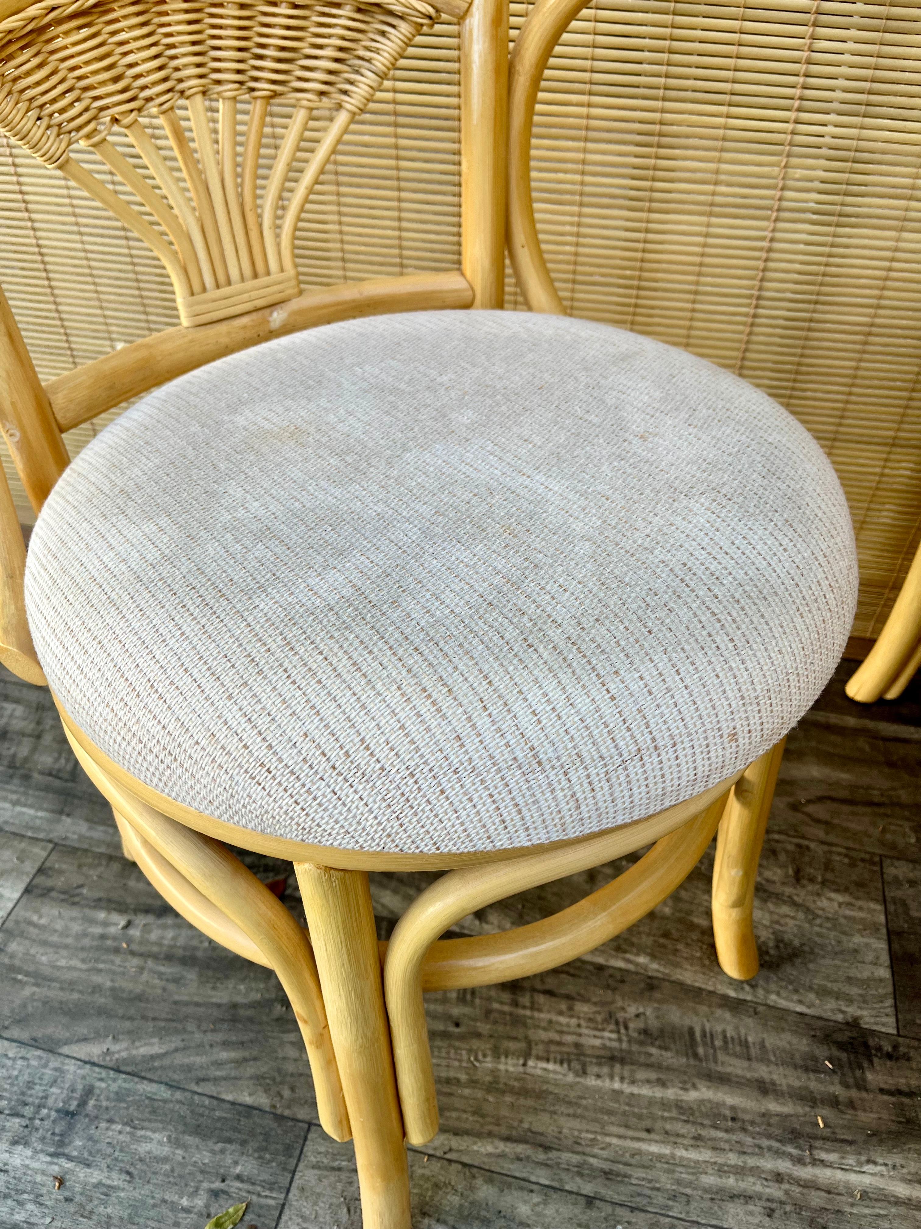 Coastal Style Rattan and Wicker Two Seat Breakfast /Dinette Set. Circa 1980s 13