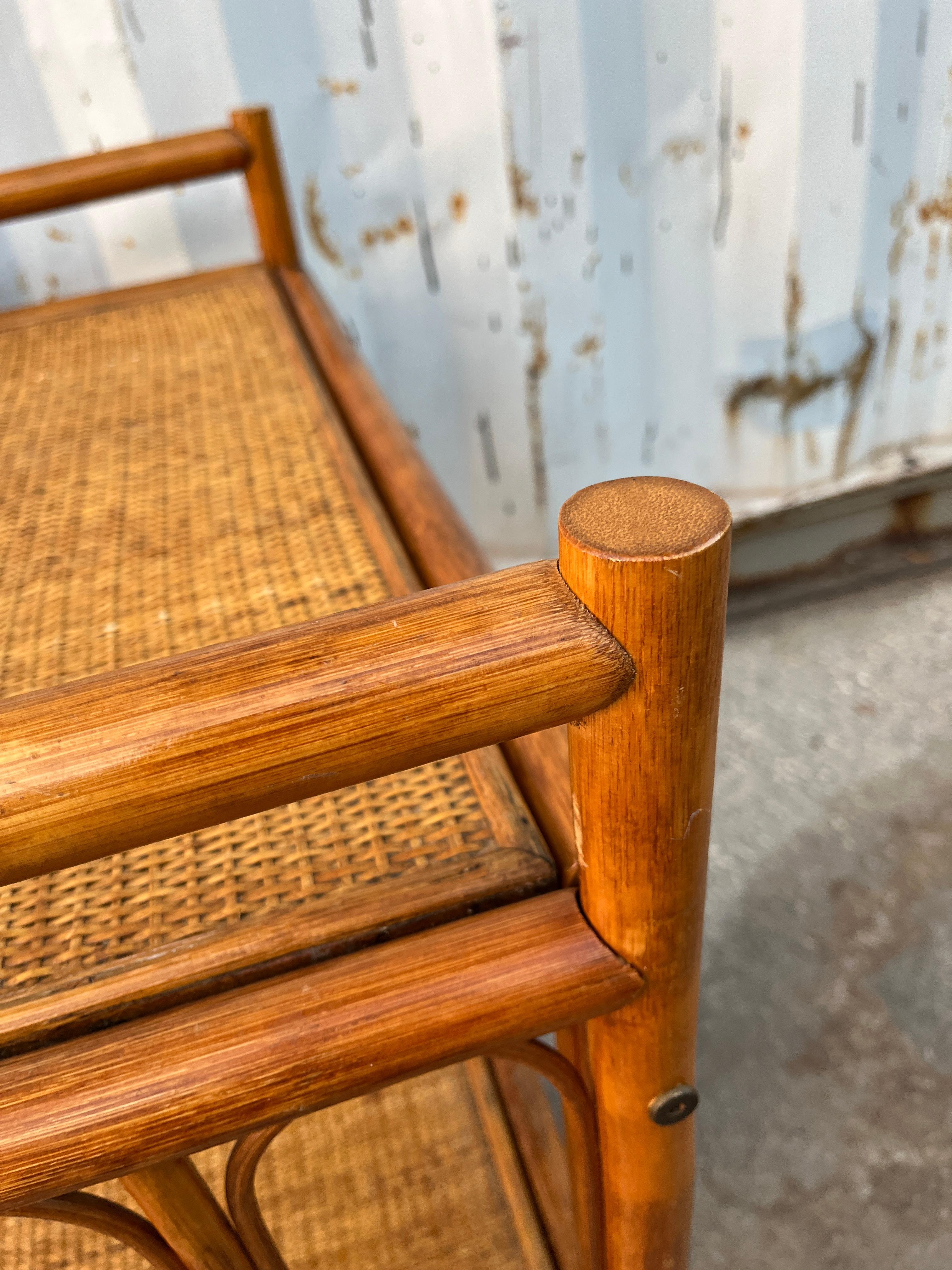 Coastal Style Rattan Dry Bar/ Serving Cart. Circa 1970s For Sale 8