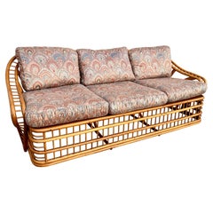 Coastal Style Rattan Sofa by Whitecraft Rattan Inc, Miami FL. Circa 1970s