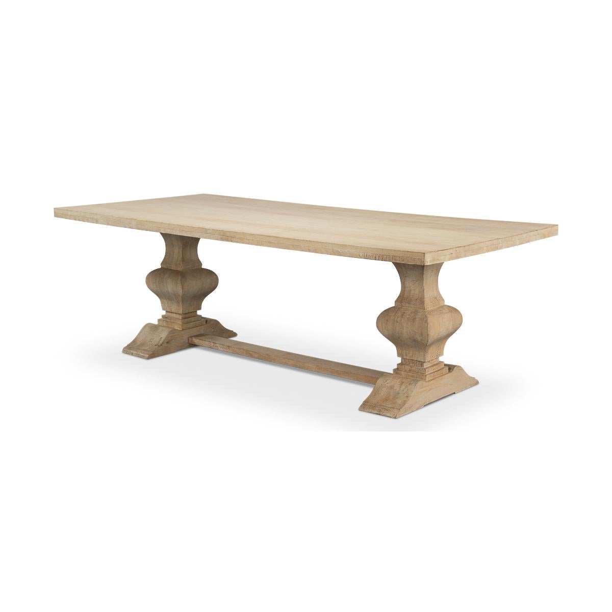 Baroque Coastal Style Refectory Dining Table For Sale