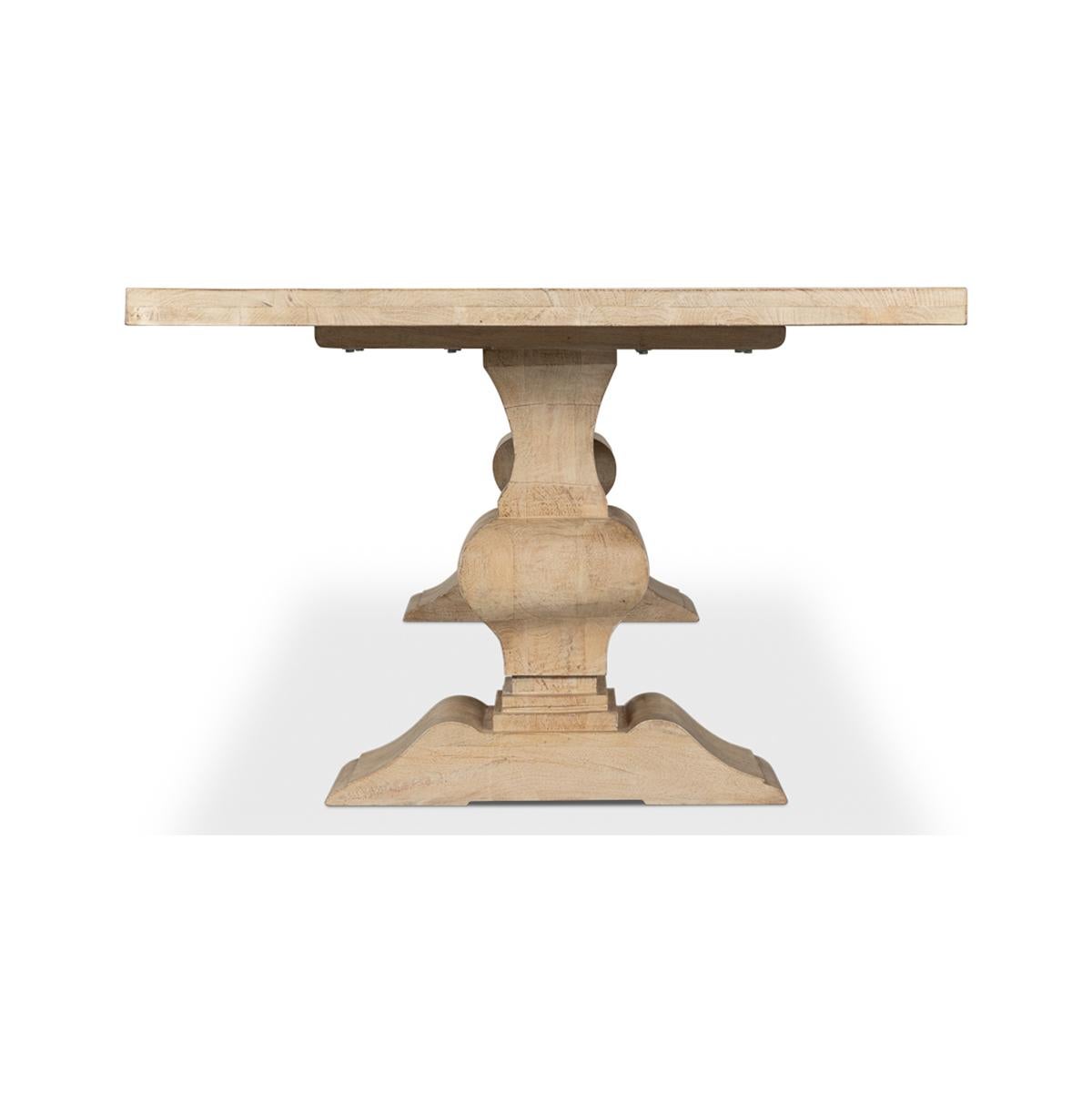 Wood Coastal Style Refectory Dining Table For Sale
