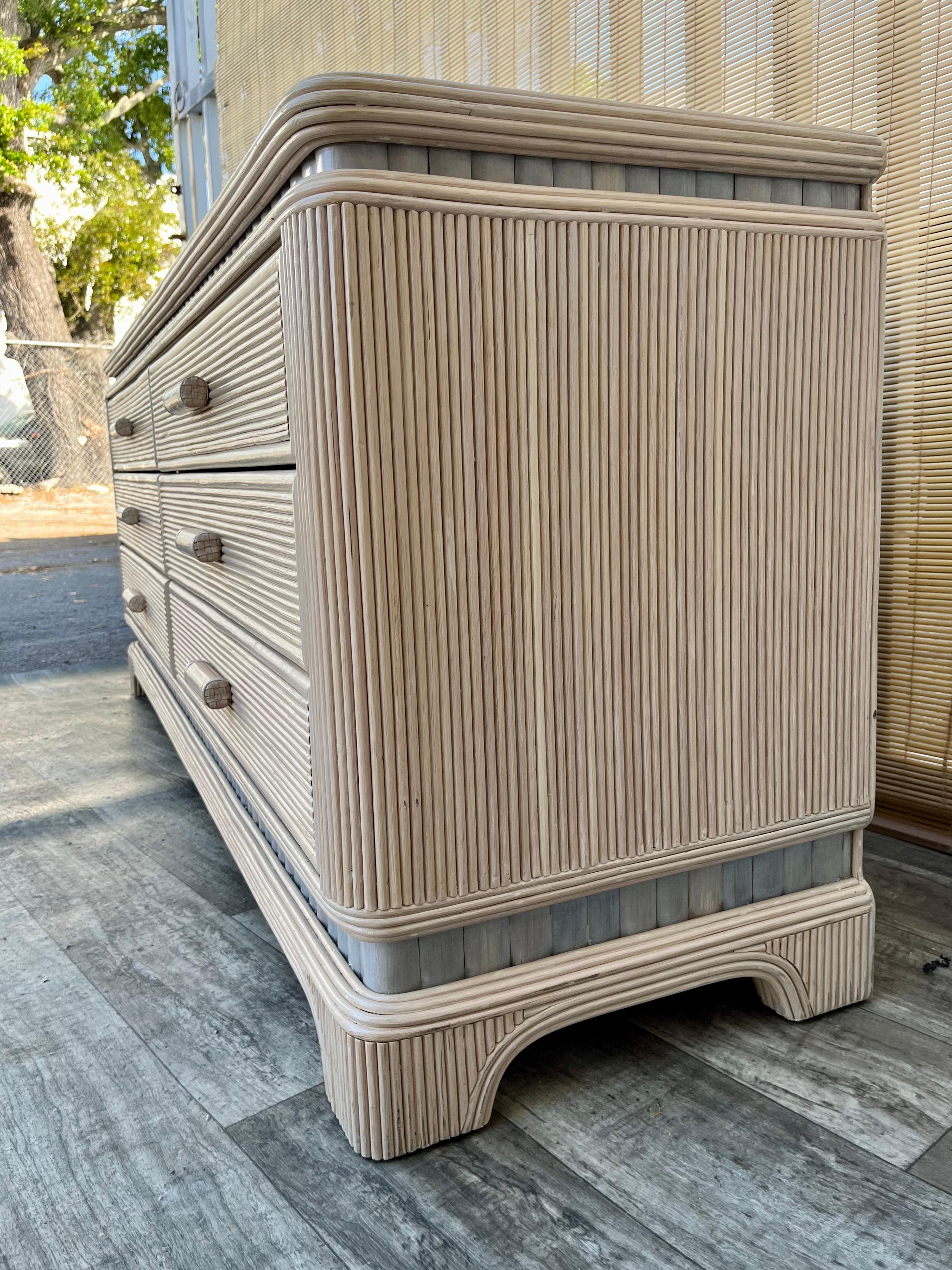 Coastal Style Split Reed Dresser in the Betty Cobonpue's manner. Circa 1980s For Sale 3