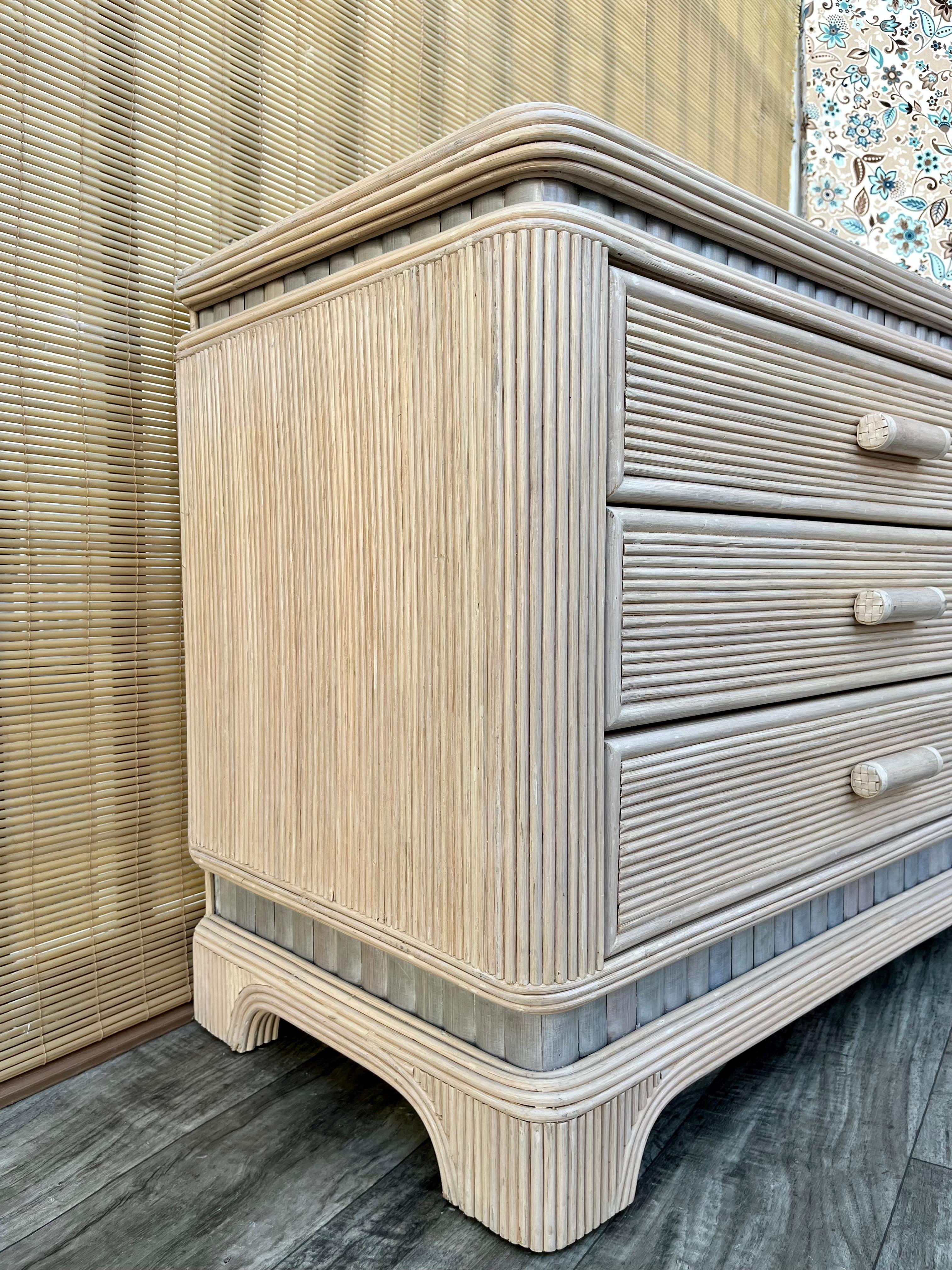 Coastal Style Split Reed Dresser in the Betty Cobonpue's manner. Circa 1980s For Sale 9