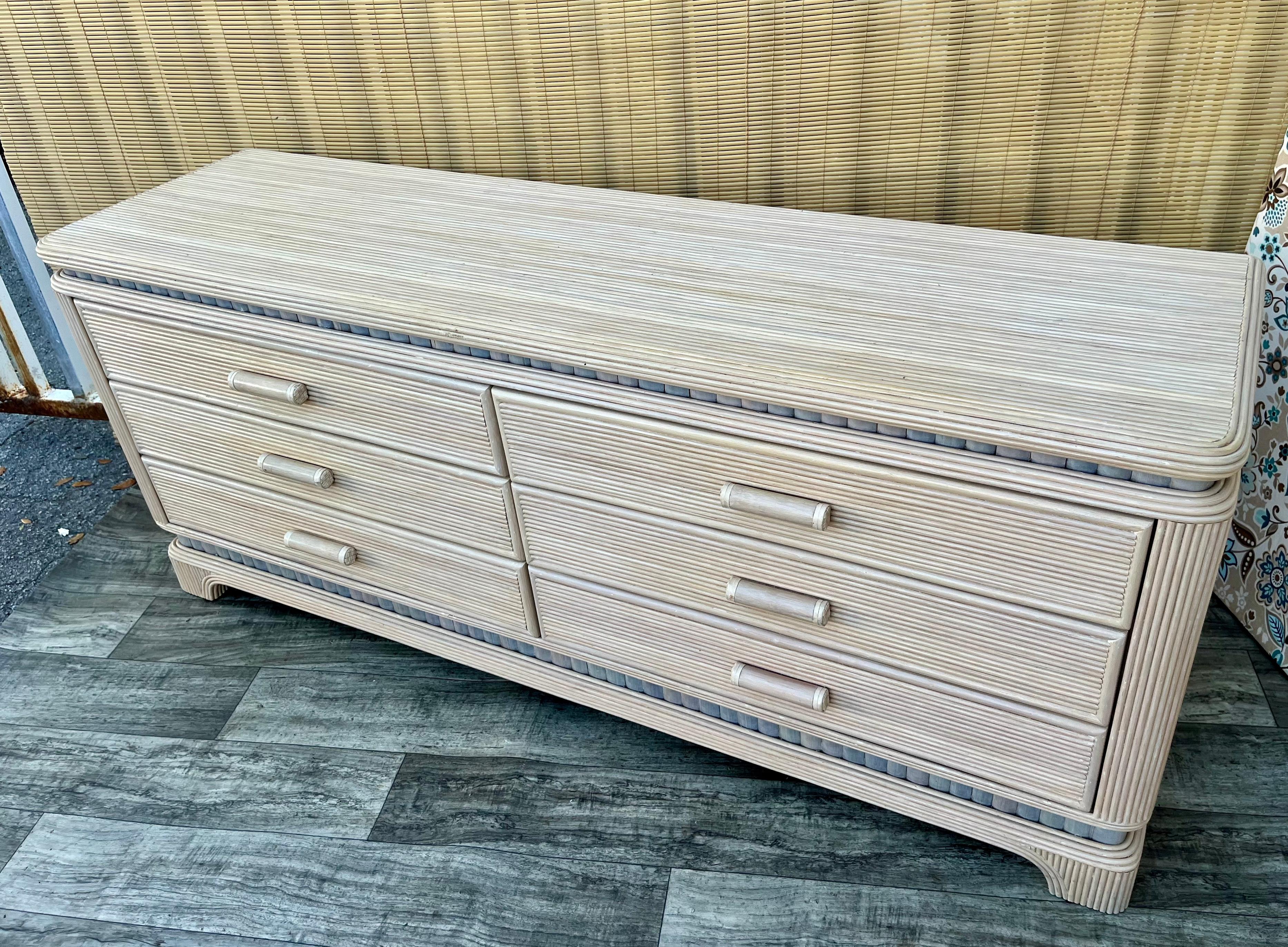 Coastal Style Split Reed Dresser in the Betty Cobonpue's manner. Circa 1980s For Sale 1