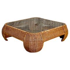 Coastal Style Woven Rattan Coffee Table