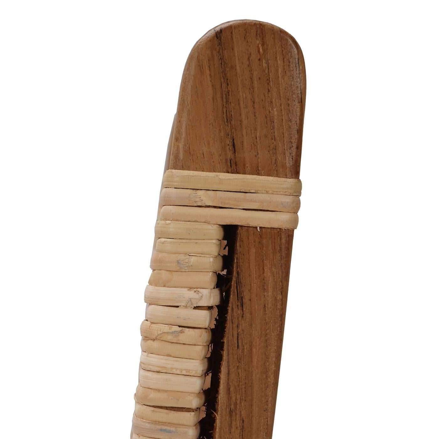 Rattan Coastal Teak Barstool For Sale