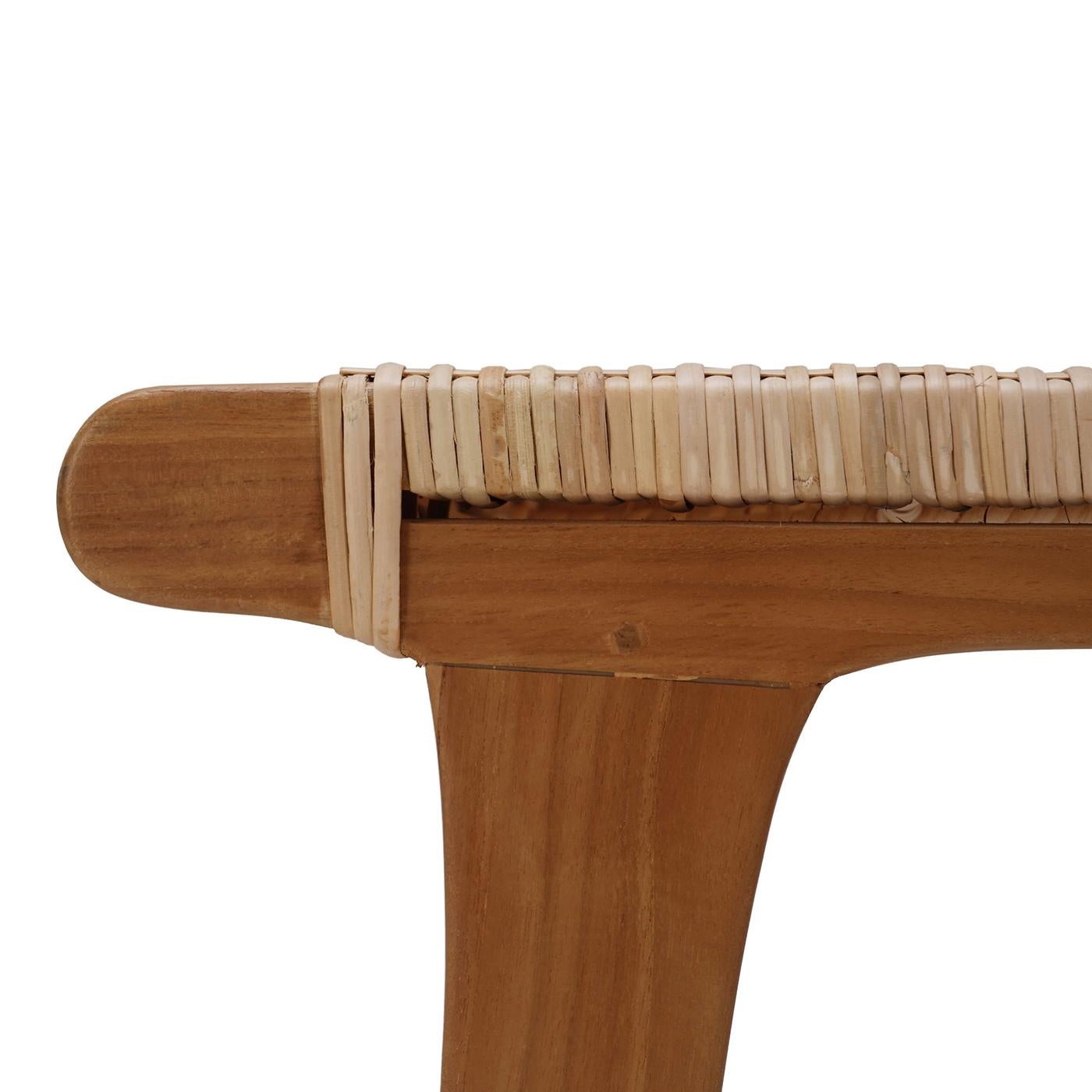 Contemporary Coastal Teak Counter Stool For Sale