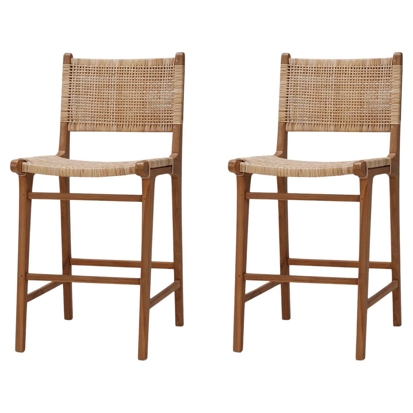 Sgabelli da banco in teak Coastal (set di 2) in vendita