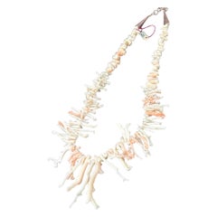 Coastal undyed Branch Angel Skin Coral Large Graduated Necklace Pale Pink