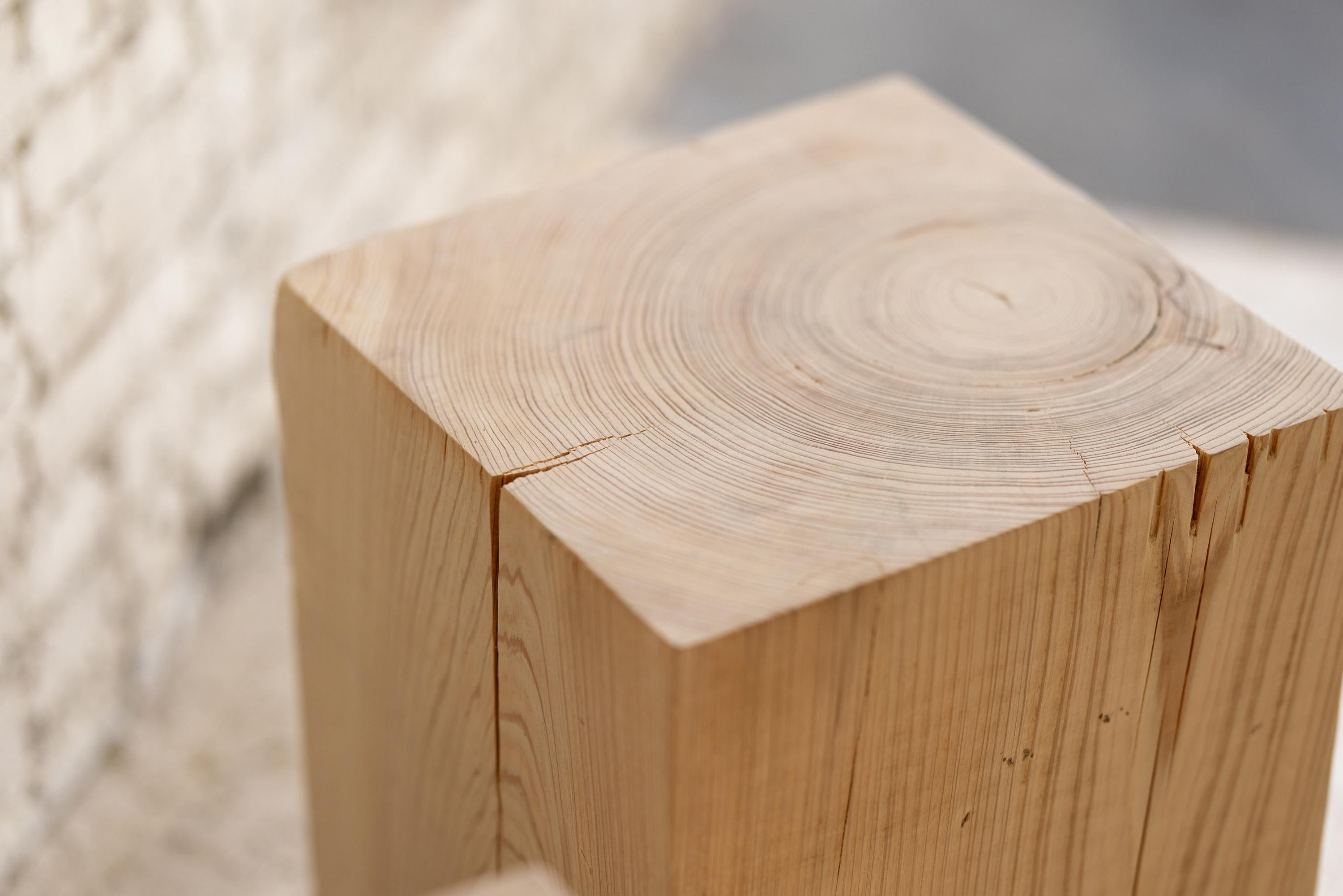 Bois Table d'appoint cube en bois de cyprès Coastal Vibe 15