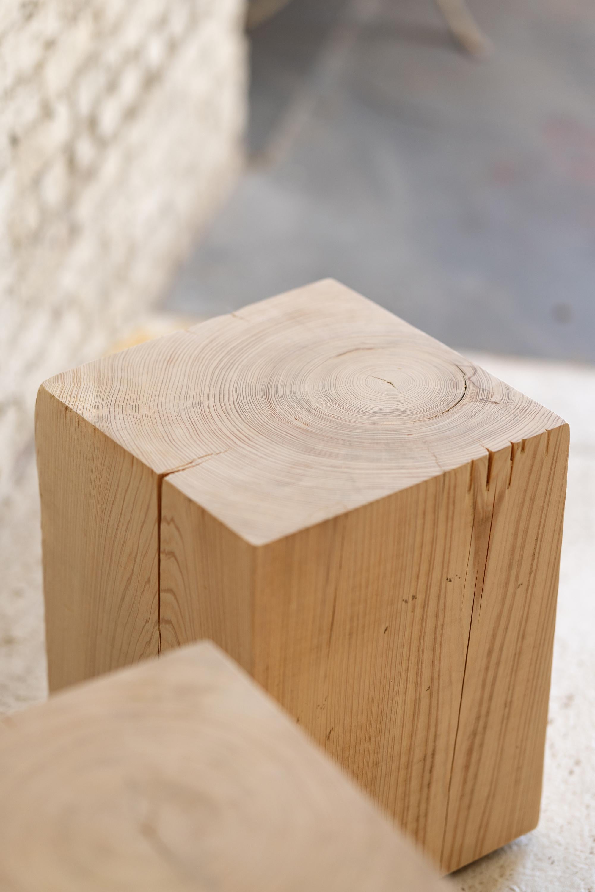 Table d'appoint cube en bois de cyprès Coastal Vibe 15