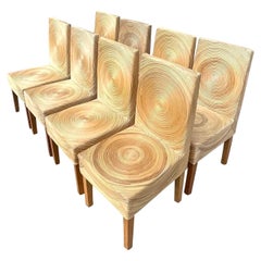 Coastal Vintage Pencil Reed Circle Dining Chairs, Set of 8