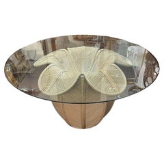 Coastal Washed Pencil Reed Bell Flower Dining Table