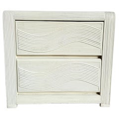Coastal White Wavy Pencil Reed Nightstand