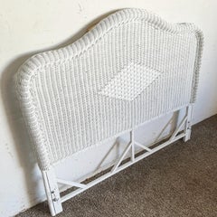 Coastal White Wicker Full Size Headboard