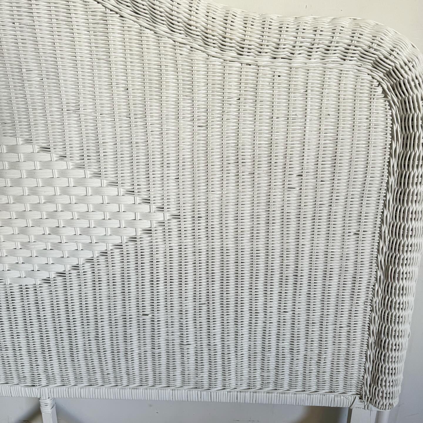 Unknown Coastal White Wicker Full Size Headboard
