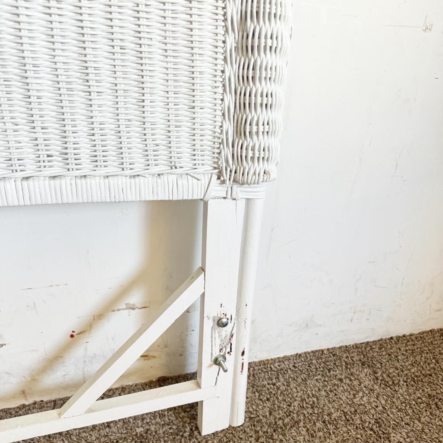 Late 20th Century Coastal White Wicker Full Size Headboard