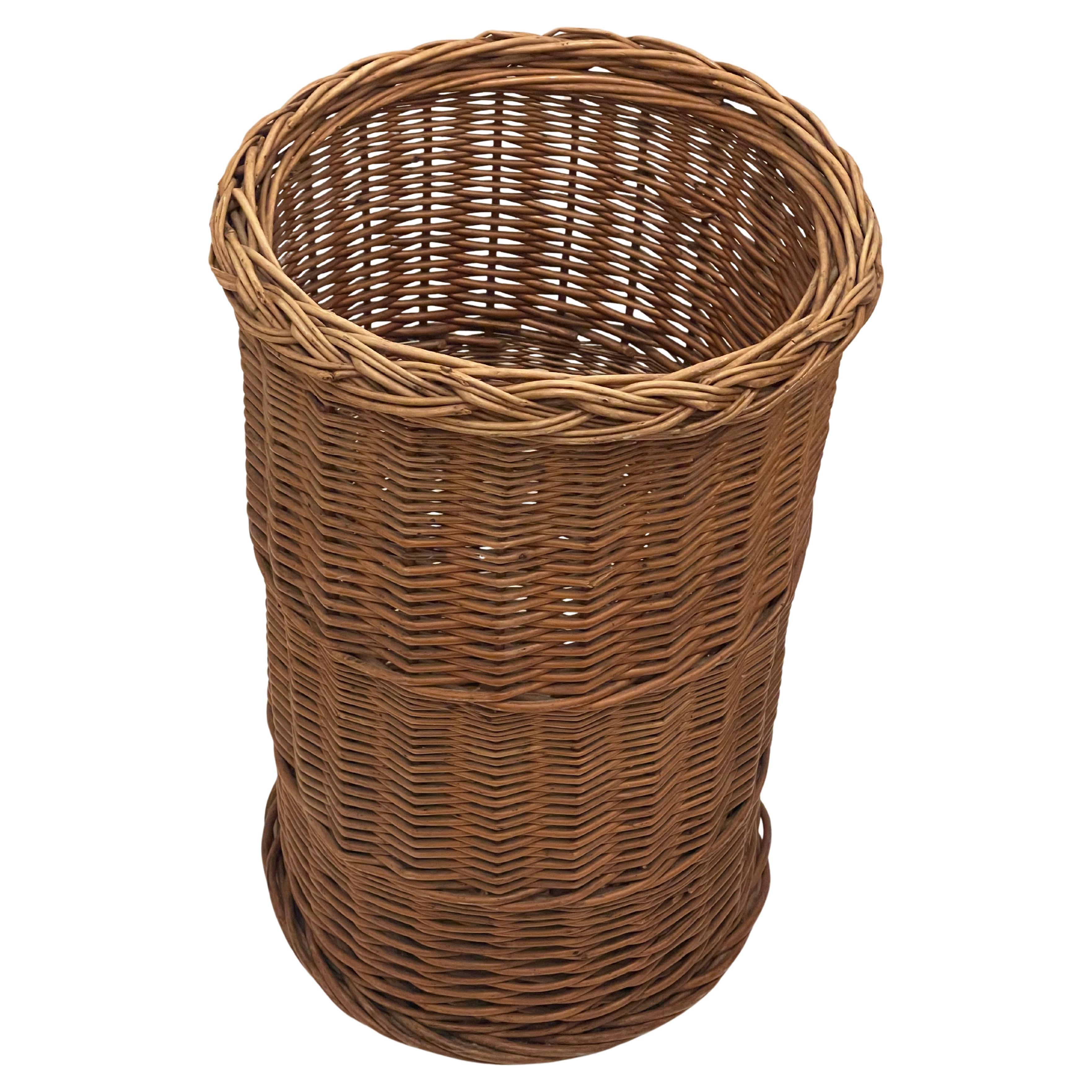 Coastal Wicker Umbrella Stand Handmade For Sale