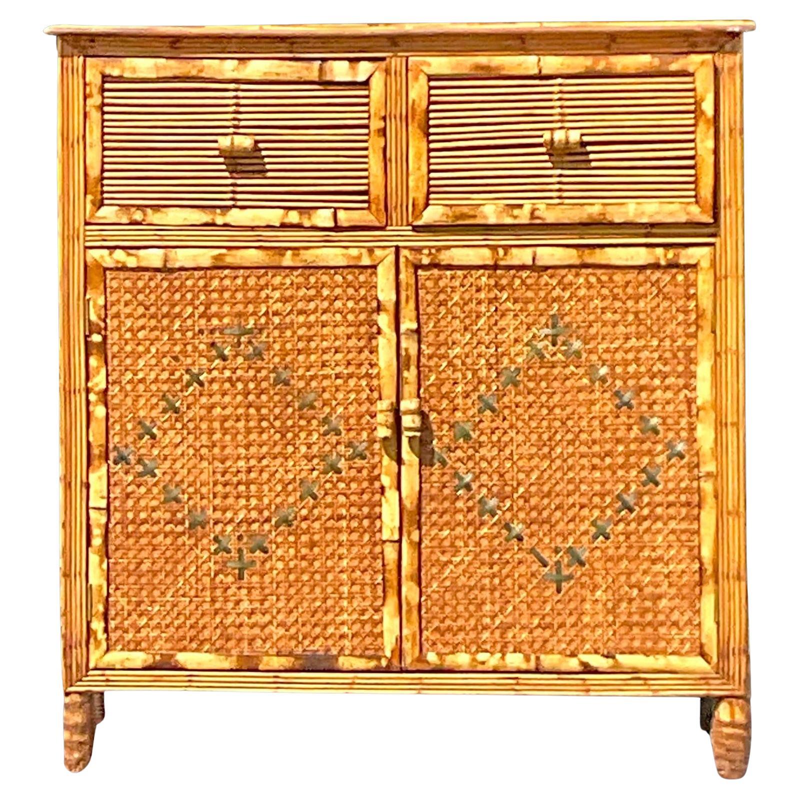 Coastal Woven Rattan Cabinet