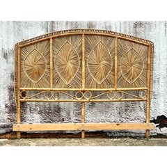 Coastal Woven Rattan King Headboard