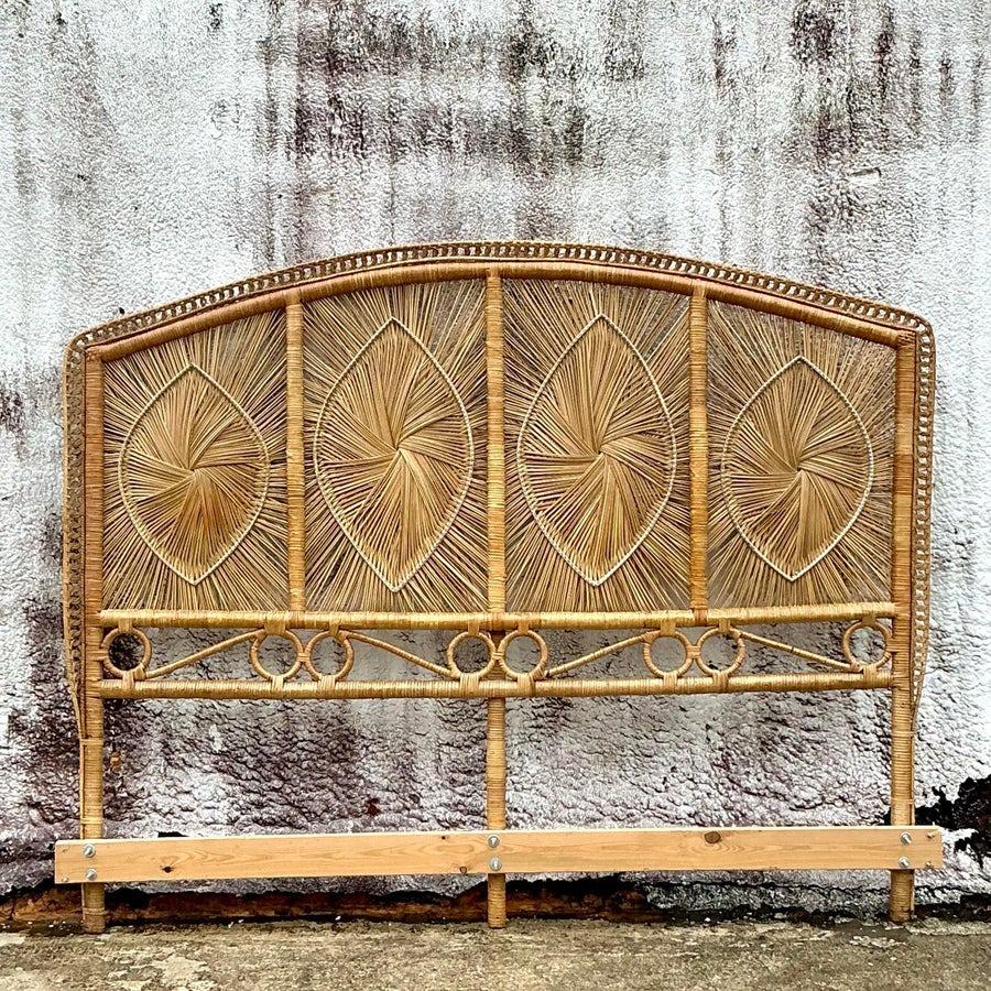 Coastal Woven Rattan King Headboard For Sale 1