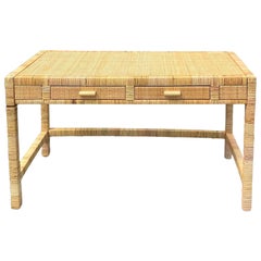 Coastal Woven Rattan Writing Desk