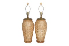 Tischlampen aus geflochtenem Küstengeflecht, ein Paar