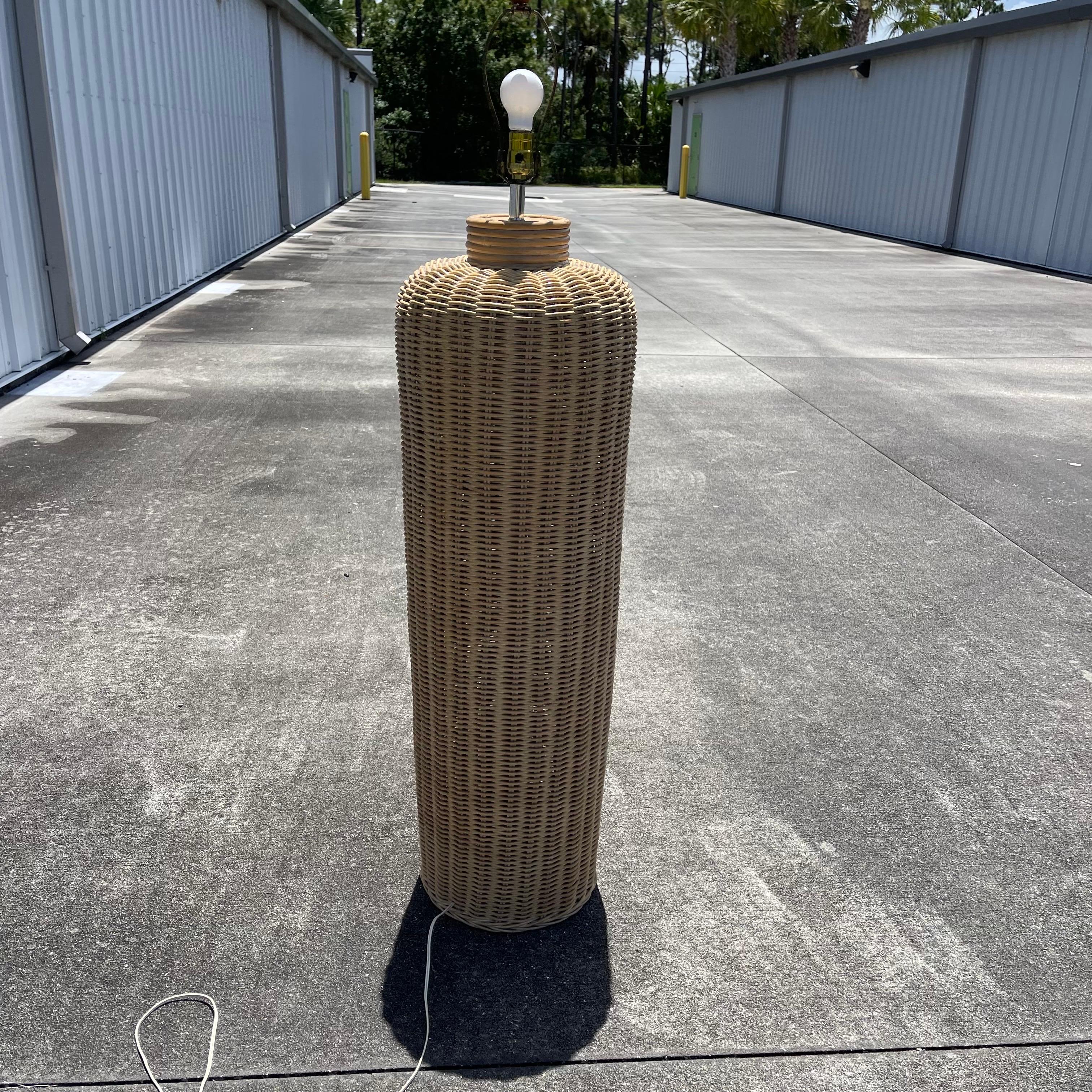 Coastal Woven Wicker Vessel Floor Lamp For Sale 1