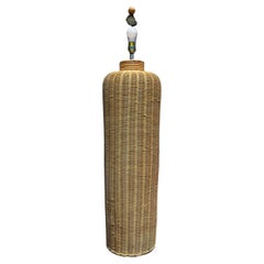 Coastal Woven Wicker Vessel Floor Lamp