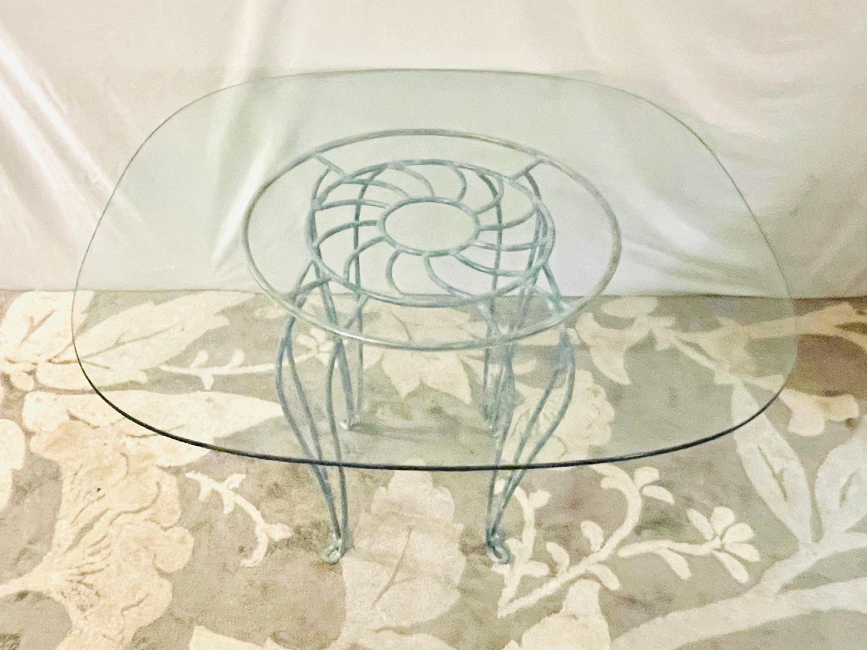 Art Nouveau Coastal Wrought Iron Seashell Table For Sale