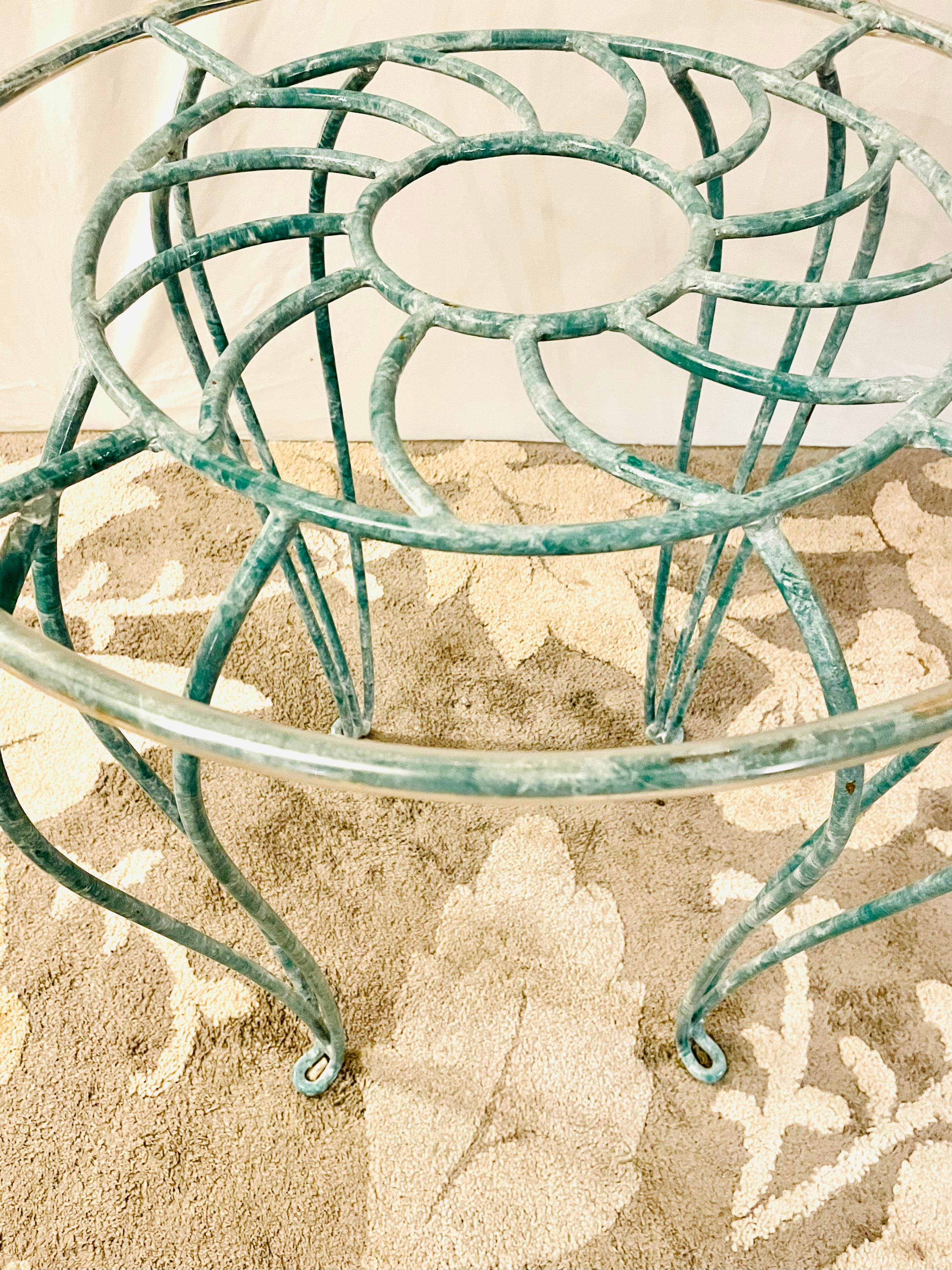 Wicker Coastal Wrought Iron Seashell Table For Sale