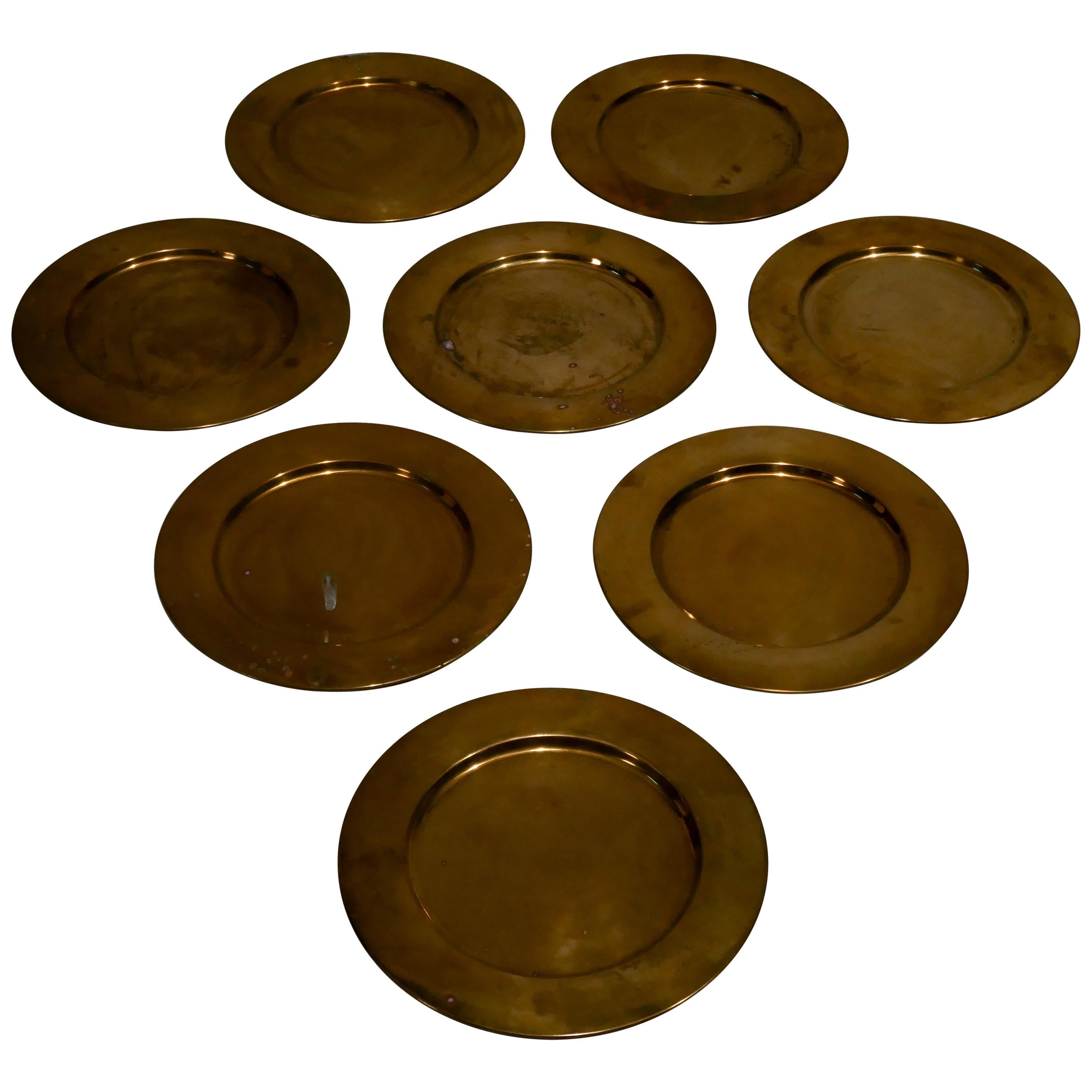 Coaster Dining Plates in Brass Produced by Stelton in Denmark For Sale
